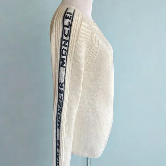 AUTHENTIC Moncler Logo Tape Pullover Sweater - Cream/Ivory - Picture 3 of 8